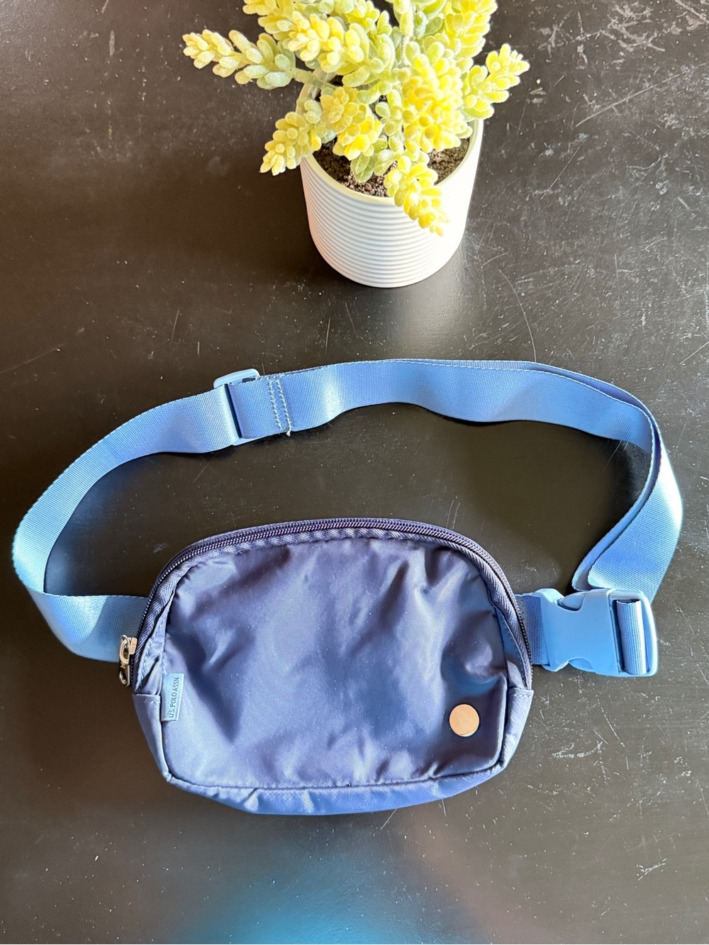 U.S. Polo Assn. Blue Belt Bag with Light Blue Strap